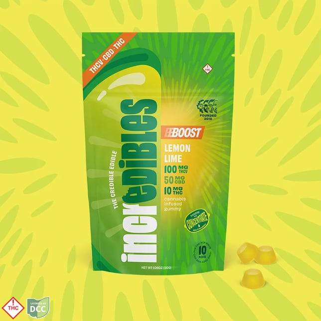 Incredibles - Lemon Lime Boost 10:5:1 THCV:CBD:THC Gummies - 10ct 100mg - Image 1