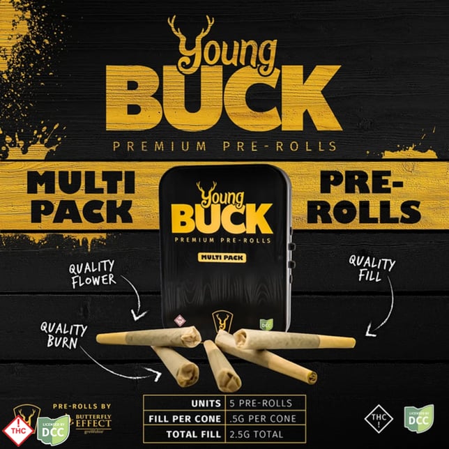Young Buck - Pre-Roll 5 Pk - GRMPZ - 2.5g - Image 1 Young Buck - Pre-Roll 5 Pk - GRMPZ - 2.5g - Image 1