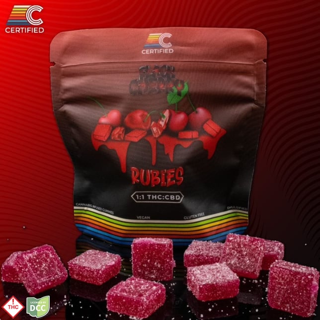 Certified Cultivators - Black Cherry 1:1 Rubie Gummies - 20ct - 100mg - Image 1 Certified Cultivators - Black Cherry 1:1 Rubie Gummies - 20ct - 100mg - Image 1