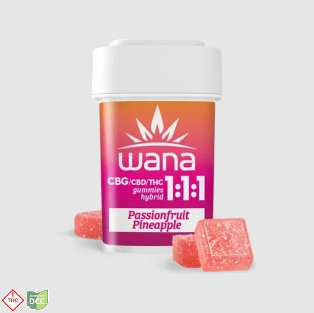 WANA Ratios - Passionfruit Pineapple Gummies 1:1:1 - 10ct - 110mg - Image 1 WANA Ratios - Passionfruit Pineapple Gummies 1:1:1 - 10ct - 110mg - Image 1