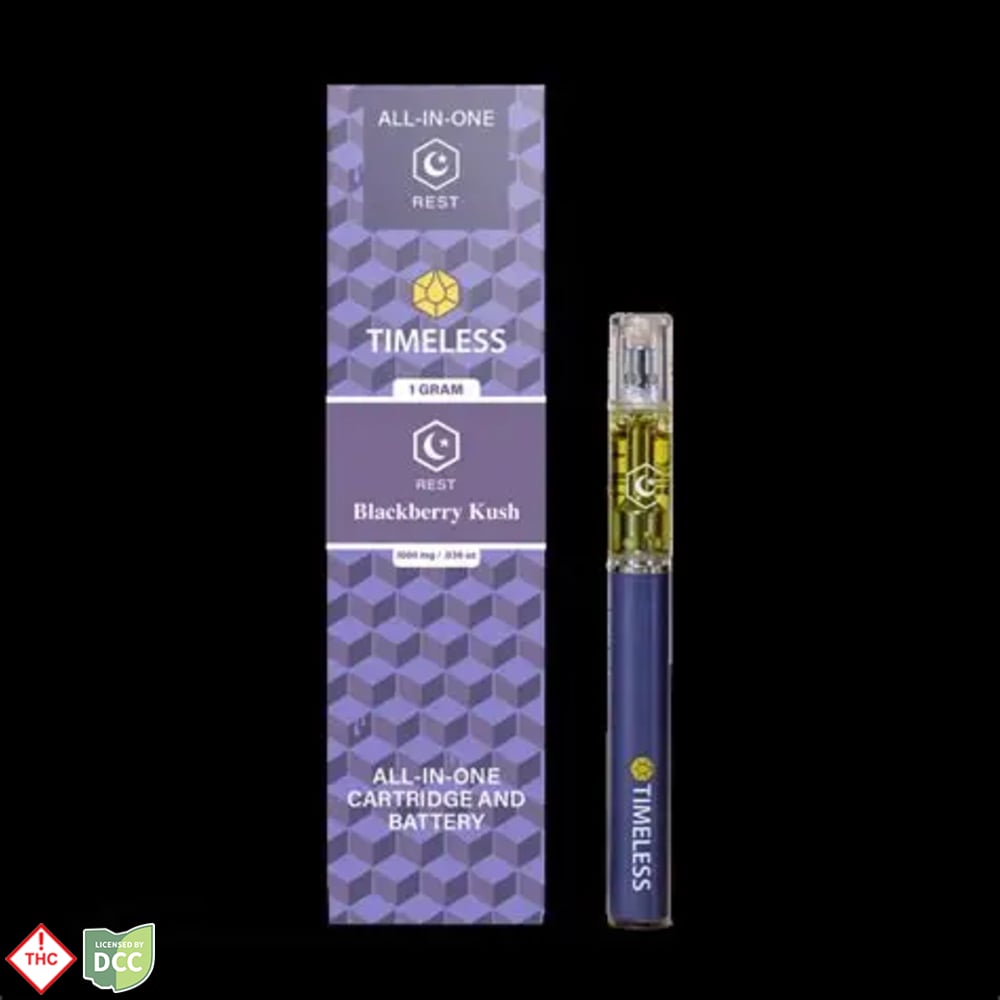 Timeless - 2 Day Blackberry Kush - 1g AIO Vape Pen Timeless - 2 Day Blackberry Kush - 1g AIO Vape Pen