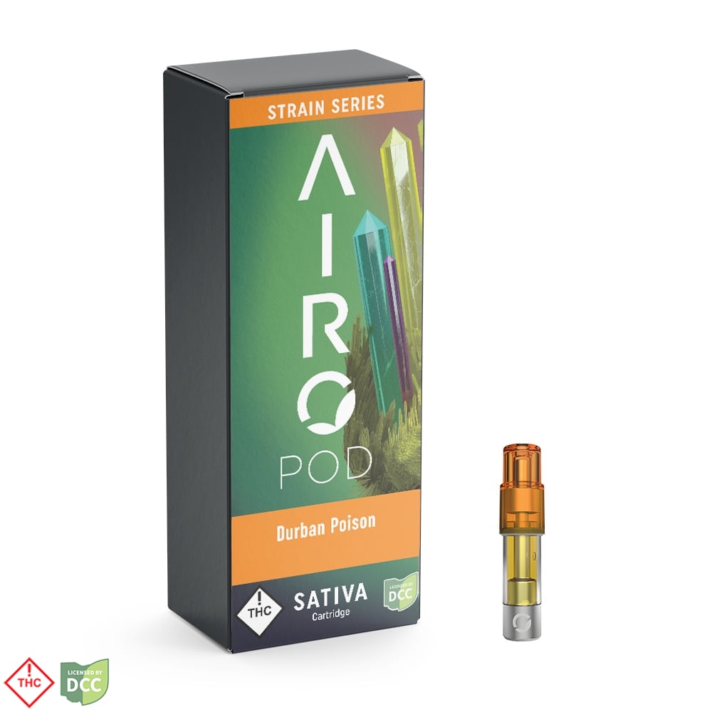 DURBAN POISON AIRO - VAPE CART - .5G - SATIVA - THC: 343.18MG CBD: 75.91MG