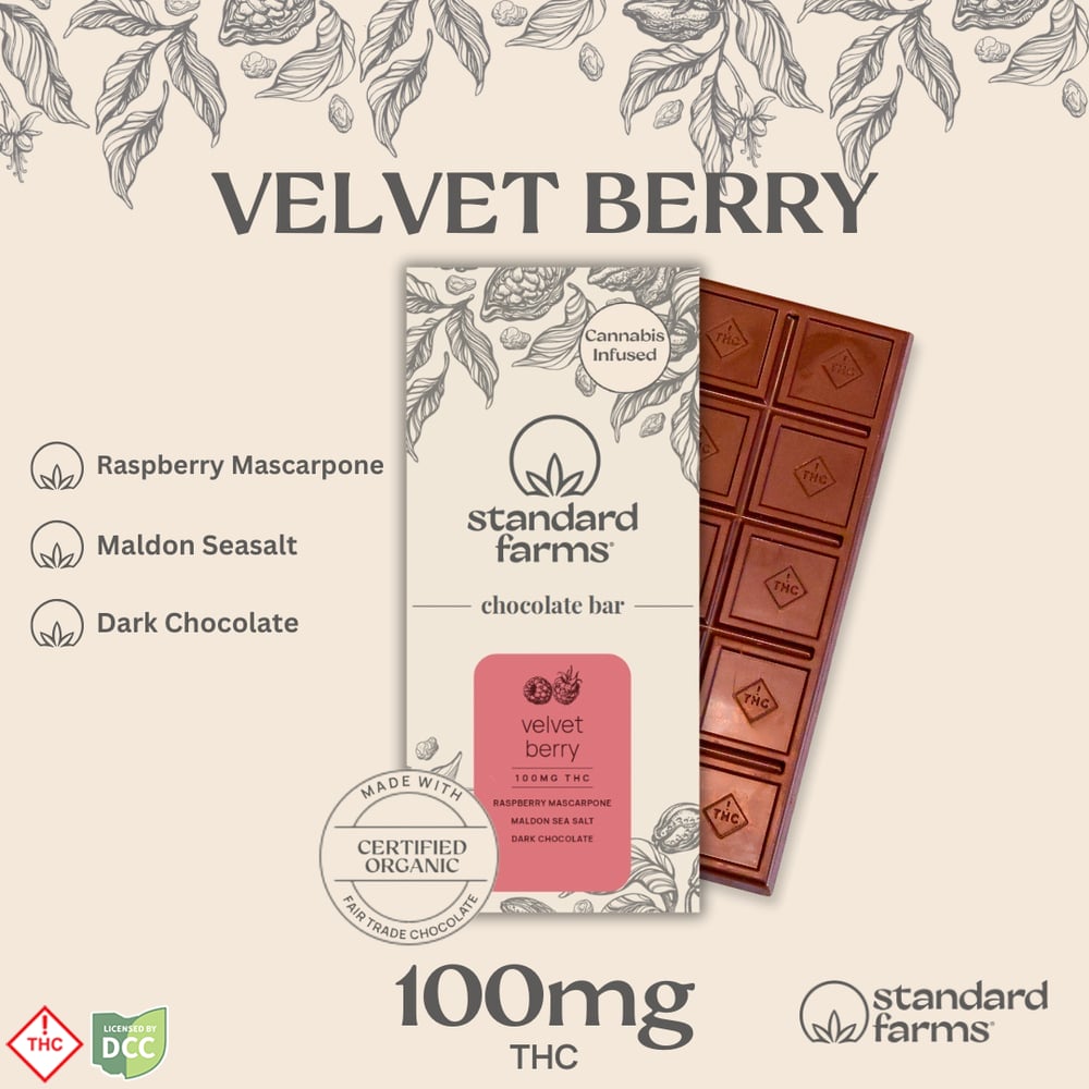 Standard Farms - Dark Chocolate Velvet Berry Bar - 10ct - 100mg