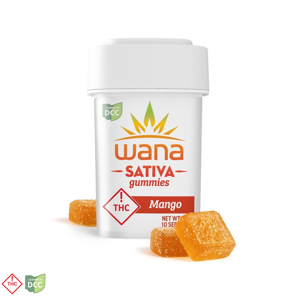 WANA SOUR MANGO GUMMIES - EDIBLE - 10PK - SATIVA - THC: 103.95MG CBD: 0MG