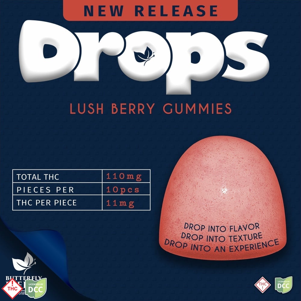 Butterfly Effect - Lush Berry Gummie Drops - 10ct - 110mg Butterfly Effect - Lush Berry Gummie Drops - 10ct - 110mg