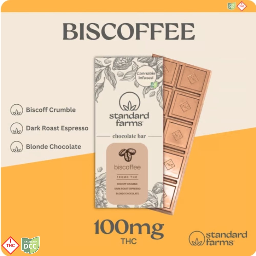 Standard Farms - Biscoffee Chocolate Bar - 10ct - 100mg Standard Farms - Biscoffee Chocolate Bar - 10ct - 100mg