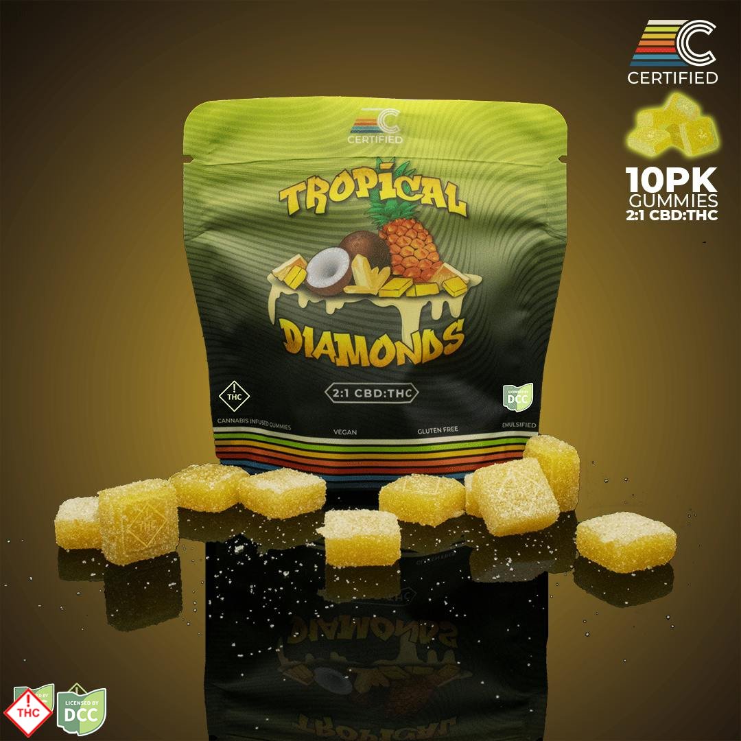 TROPICAL DIAMOND 1:2 GUMMIES - EDIBLE - 10PK - THC: 93.48MG CBD: 193.31MG