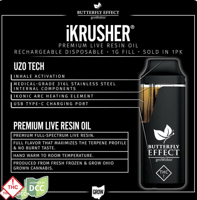 Butterfly Effect - 2 Day Black Jack - 1g Live Resin Vape Pen