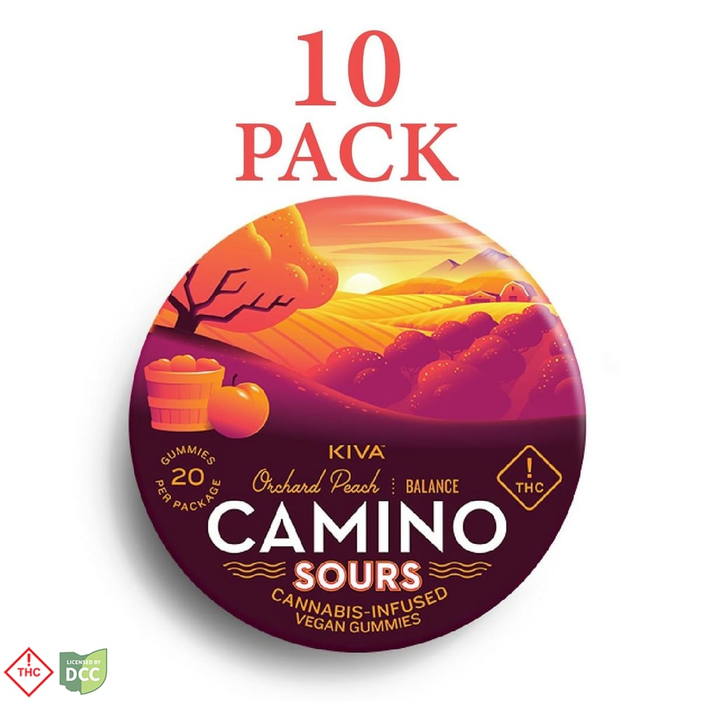 KIVA Camino Sours - Orchard Peach 1:1 Gummies - 10ct - 100.23mg