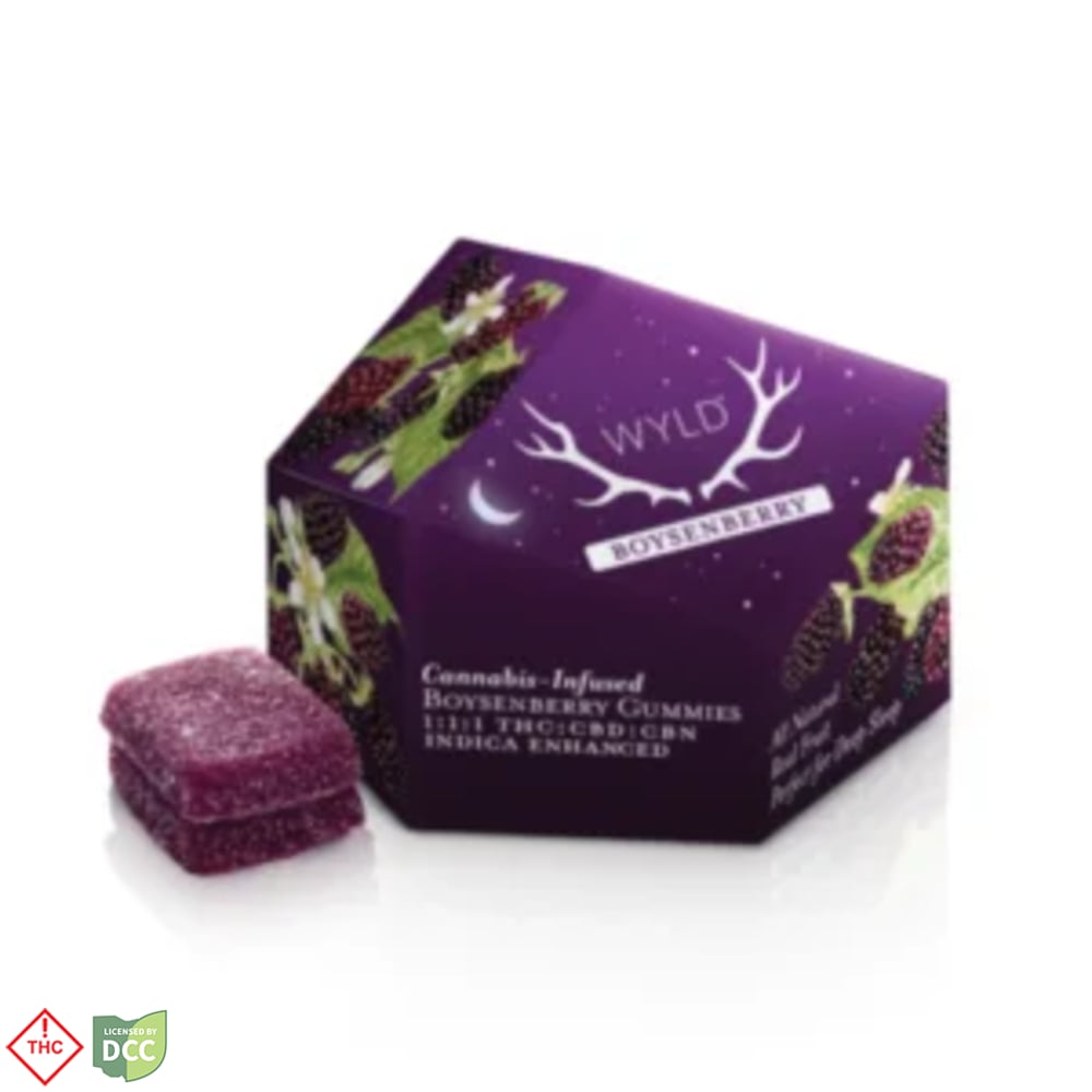 Boysenberry 1:1:1 CBD:CBN + Indica Enhanced Gummies | 100mg THC:CBD:CBN