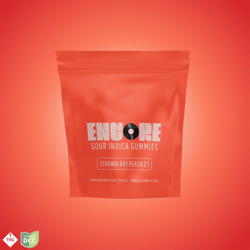 2:1 Sour Strawberry Peach CBD:THC [10pk] (220mg CBD/110mg THC)
