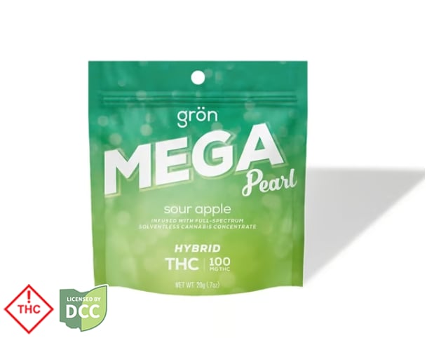 Grön - Sour Apple Mega Pearl Gummies - 2ct - 100mg