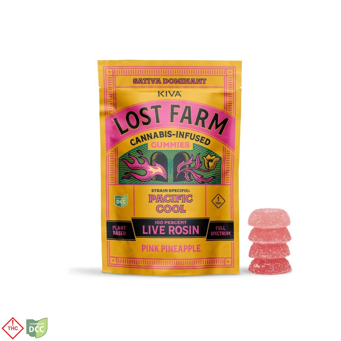 KIVA Lost Farm - Pink Pineapple x PC Gummies - 10ct - 100mg