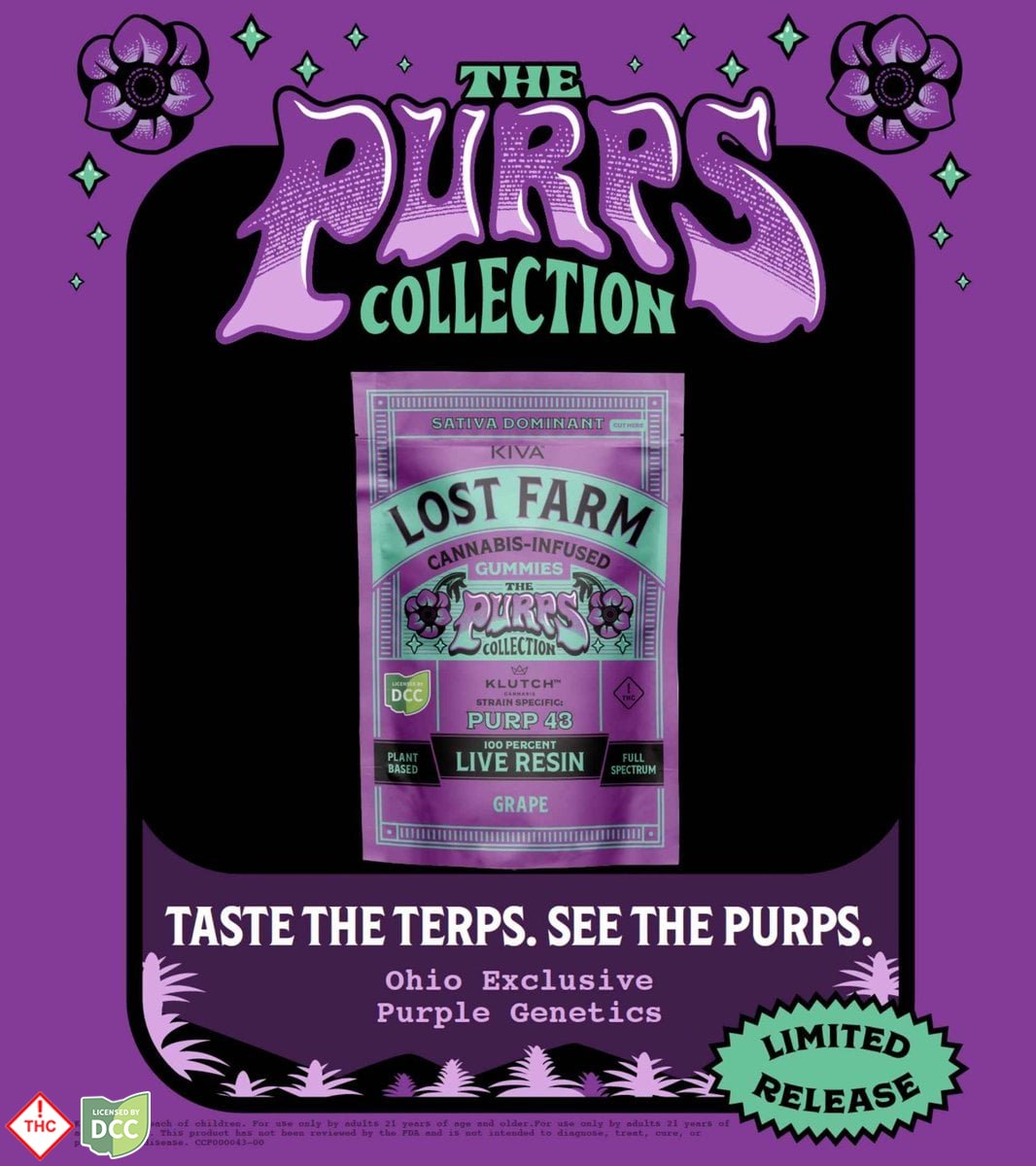 KIVA Lost Farm - Purp 43 x Grape - 10ct - 100mg