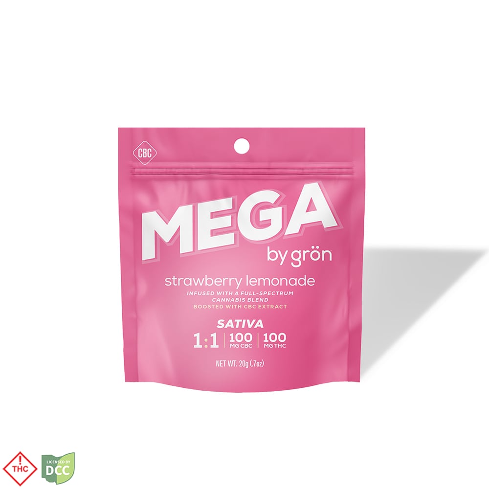 Gron - 1:1 Strawberry Lemonade Mega (CBC/THC) - 2ct - 100mg