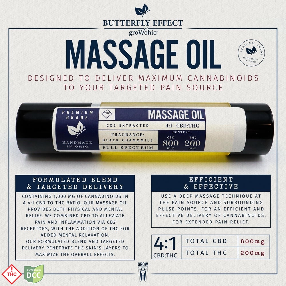 Butterfly Effect - 1:4 Black Chamomile Massage Oil - 50mL - 200mg