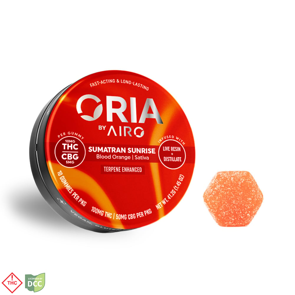Airo Oria - Live Resin Gummies - 5 Day Sumatran Sunrise + CBG - 10ct - 500mg