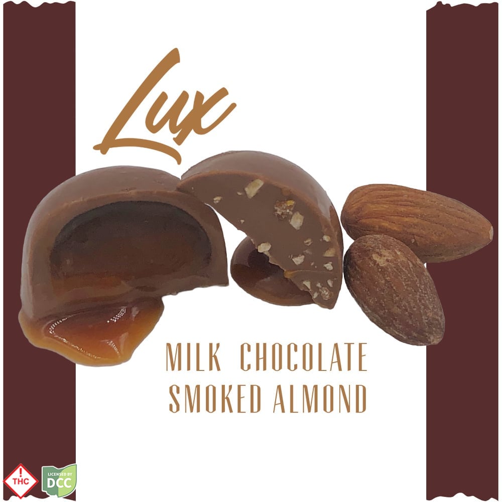 LUX - Dark Choc Smoked Almond Caramels - 10ct - 110mg