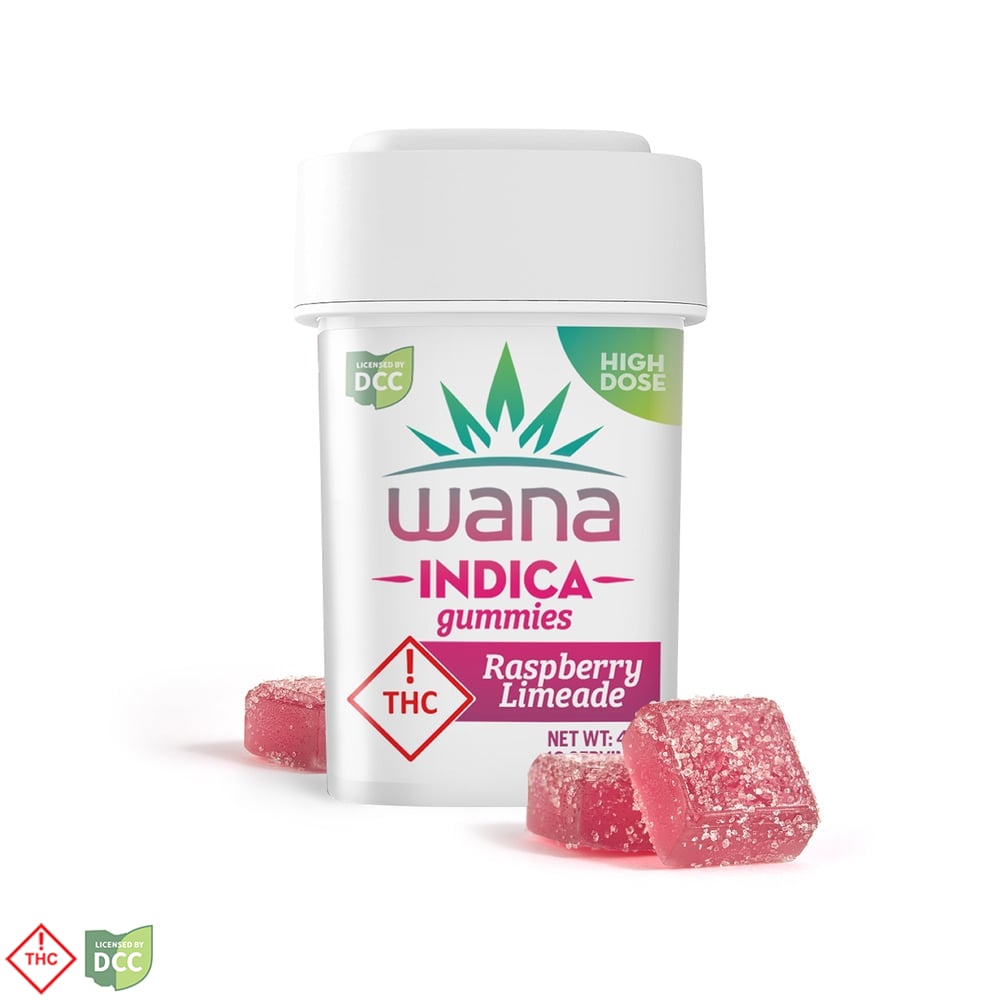 WANA RASPBERRY LIMEADE GUMMIES - EDIBLE - 10PK - INDICA - THC: 310.5MG CBD: 9.4MG