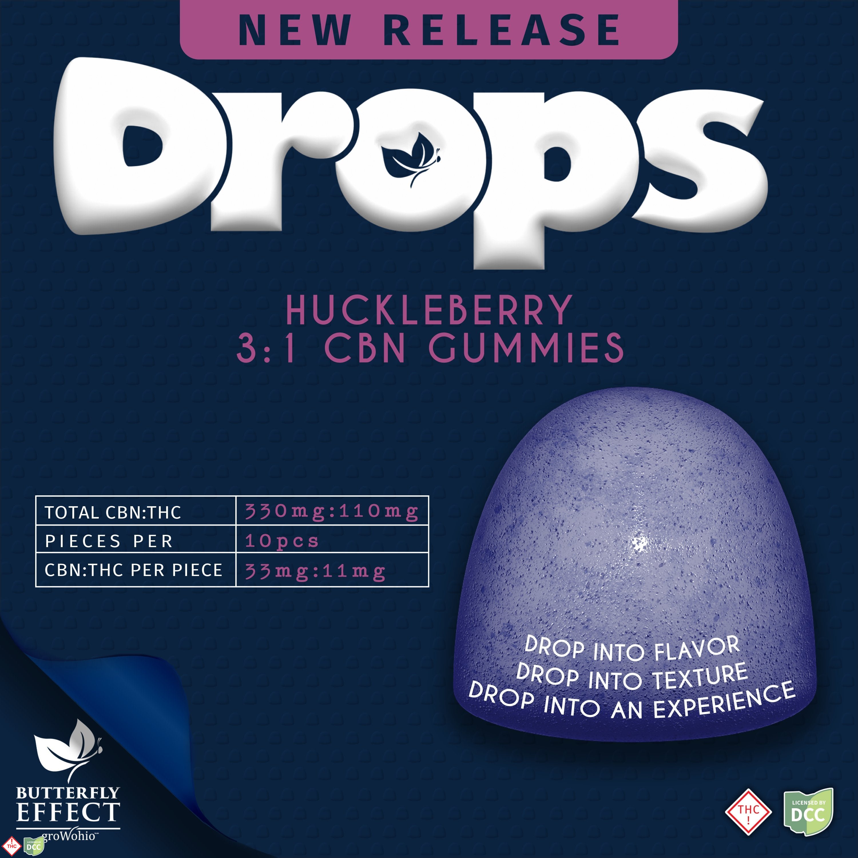 Ms. Happs 3:1 CBD Huckleberry DROPS [10pk] (300mg CBN/100mg THC)