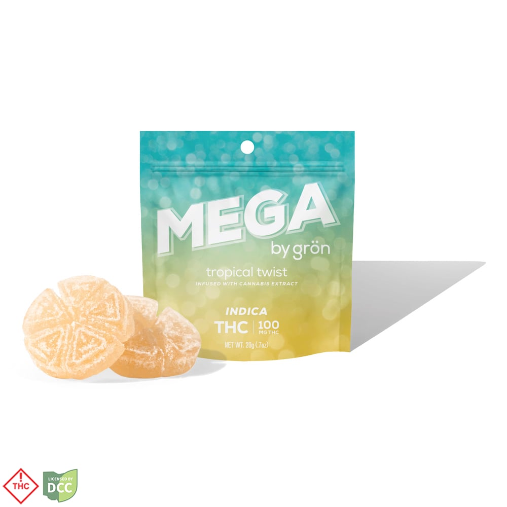 Grön - Tropical Twist Mega Pearl Gummies - 2ct - 100mg