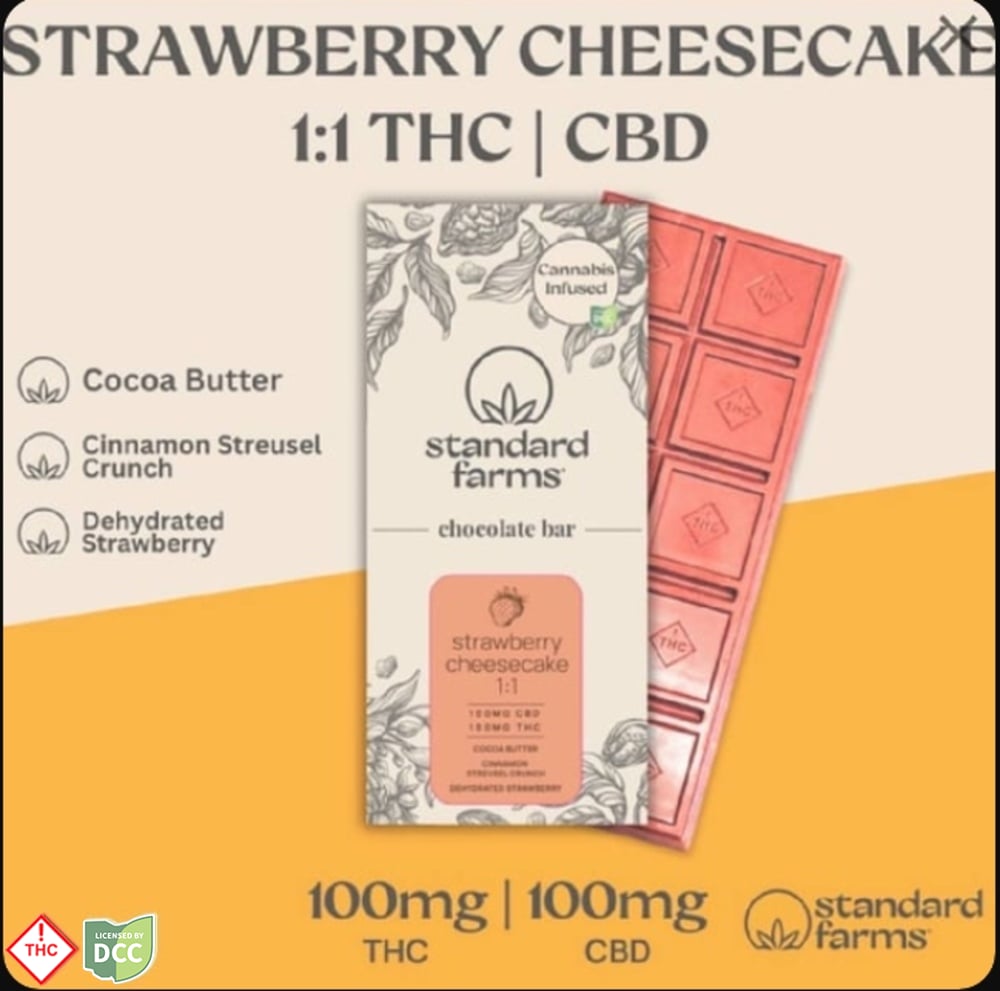 Standard Farms - Strawberry Cheesecake 1:1 Chocolate Bar - 10ct - 100mg