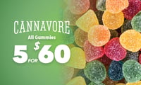 Promotional image for 5 for $60 Cannavore Gummies Promotional image for 5 for $60 Cannavore Gummies