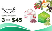 Promotional image for 3 FOR $45 WYLD THC EDIBLES - BULK
