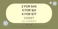 Promotional image for Coast Gummies | 4 for $77