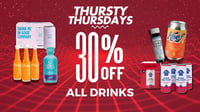 Promotional image for Thursty Thursday (30%) Promotional image for Thursty Thursday (30%)