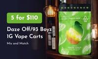 Promotional image for Daze Off & 93Boyz 1g Carts // 5 for $110