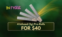 Promotional image for InFyooz 4 Infused (1g) Pre-Rolls for $40