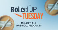 Promotional image for 15% Off Prerolls/Infused Prerolls