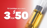 Promotional image for 3 for $50 (Select) 1g Cartridges