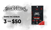 Promotional image for 3 FOR $50 HEAVY HITTERS EDIBLES - BULK Promotional image for 3 FOR $50 HEAVY HITTERS EDIBLES - BULK