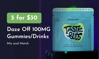 Promotional image for Daze Off 100mg Edibles // 5 for $30