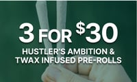 Promotional image for Infused Prerolls Hustler's Ambition & Twax 1g 3 for $30