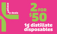 Promotional image for 2 for $50 1g Distillate Disposables Promotional image for 2 for $50 1g Distillate Disposables