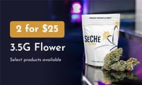 Promotional image for 2 for $25: selected 3.5g Flower