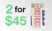 Promotional image for 2 for $45 District Cannabis Preroll Pack