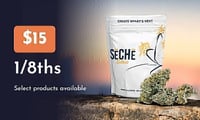 Promotional image for $15 selected 3.5g Flower