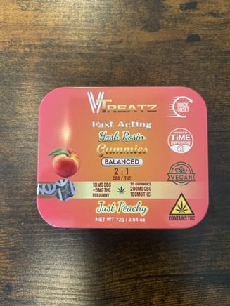 :1 Just Peachy [20pk] (100mg THC/ 200mg CBG)