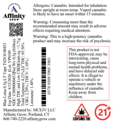 Shop Blue Lotus 0.5g LT Vape T444 H 00453 | Budr