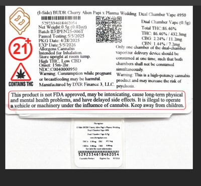 Shop BUDR (I-Side) Cherry Alien Papi x Plasma Wedding Dual Chamber 90.14% I  00950 1g | Budr Cannabis - Tolland Dispensary Tolland, CT