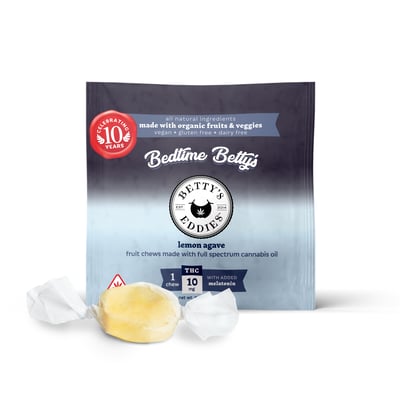 Image 1 for Bedtime Betty’s Lemon Agave [10pk] (100mg THC) Sleep Fruit Chews, a indica product