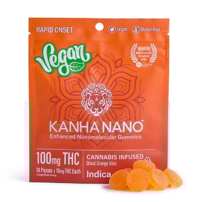 トリートメント Kana Shop Blood Orange Bliss Indica Nano Gummies 10 Count | Solful