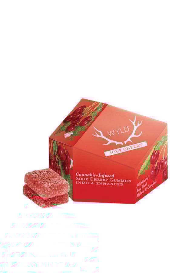 WYLD - Sour Cherry Indica Enhanced Gummies (100mg 10pk) - Image 1 WYLD - Sour Cherry Indica Enhanced Gummies (100mg 10pk) - Image 1