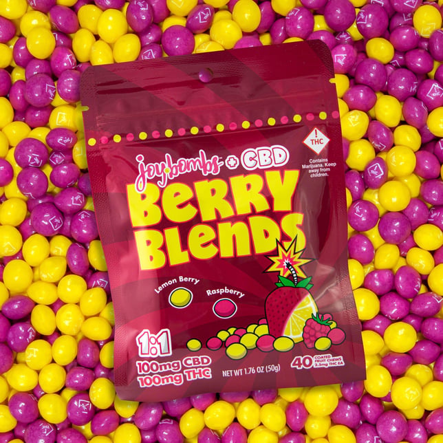 Joy Bombs + CBD 1:1 Berry Blends - 100mg THC (40pk / 2.5mg THC & 2.5mg CBD ea) - Image 1