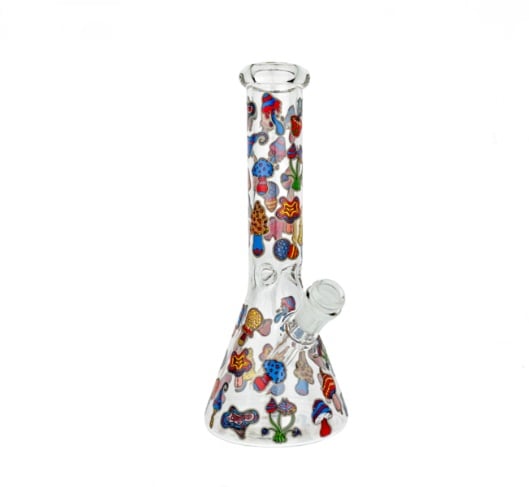 Trippy Mushroom Decal Beaker 10" Bong With Bowl Included - Image 2