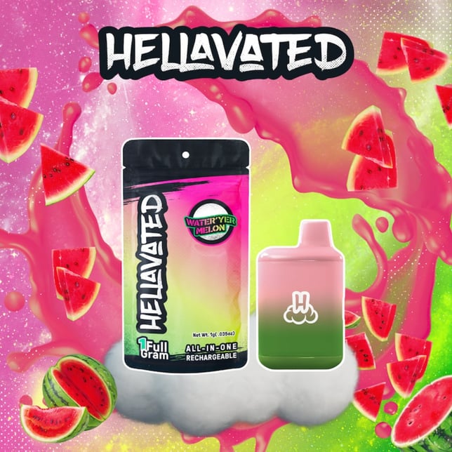 Hellavated - Water 'Yer Melon Cloud Bar (1g) - Image 1 Hellavated - Water 'Yer Melon Cloud Bar (1g) - Image 1